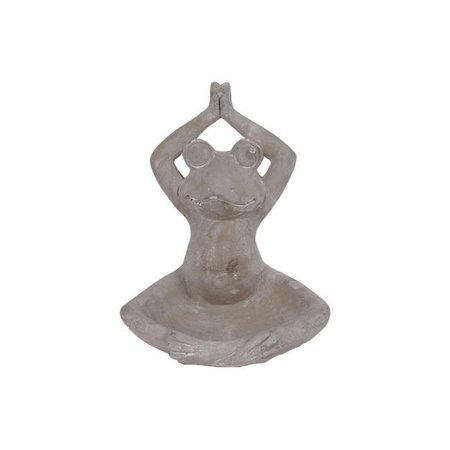 URBAN TRENDS COLLECTION Urban Trends Collection 54601 Cement Meditating Frog Figurine in Overhead Namaskara Position with Candle Holder; Concrete Finish - Gray 54601